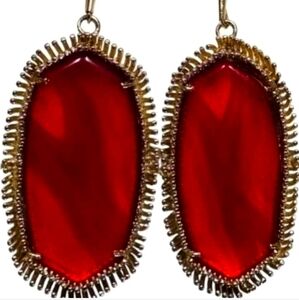 Kendra Scott Dark Pink/Red Banded Agate Danielle Earrings